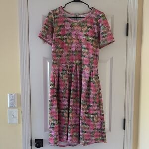 LuLaRoe Pink and Green Floral Amelia Dress